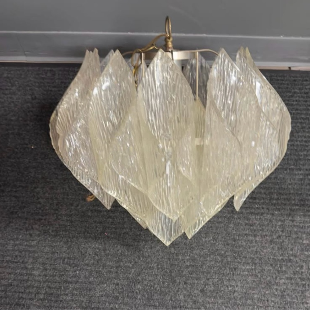 Vintage Hollywood Regency Lucite Hanging Light Pendant Chandelier